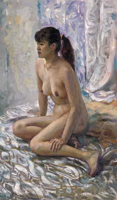 刘秉江 2005年作 银灰色调的女裸 120×71cm